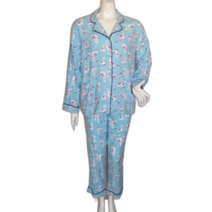 LIVE LIFE LOUNGE Pajama Set, M, Blue Flannel, Llamas, 2 piece Top/Pants, Pockets